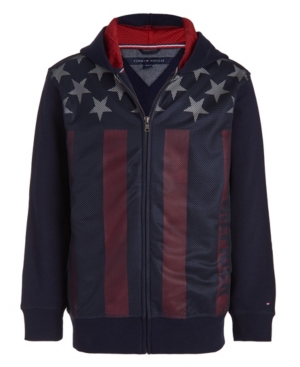 image of Tommy Hilfiger Big Boys Mesh Flag Graphic Hoodie