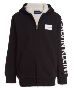 image of Calvin Klein Big Boys Institution Sherpa Lined Full Zip Sweatshirt