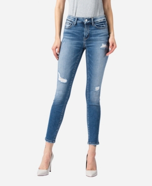 image of Vervet Women-s Mid Rise Distressed Vintage-Like Wash Skinny Ankle Jeans