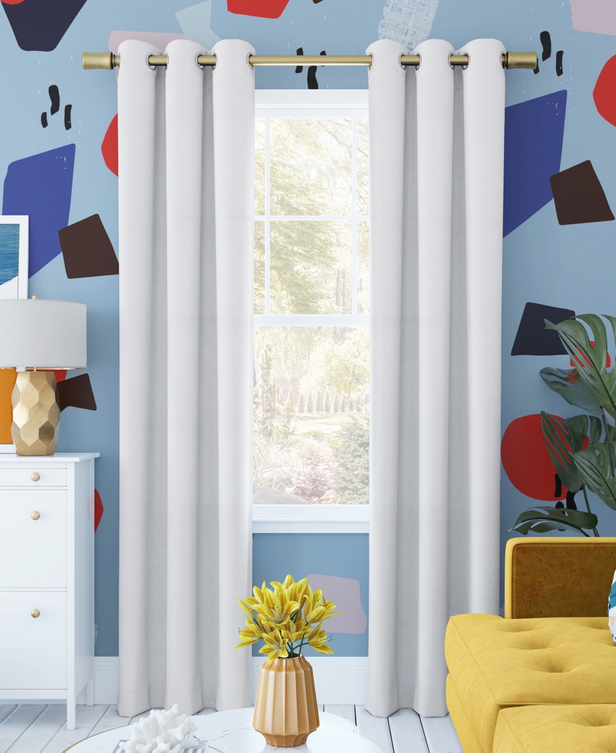 Sun Zero Harper Bright Vibes 100% Blackout Grommet Curtain Panel, 40" X 96" In Oyster White