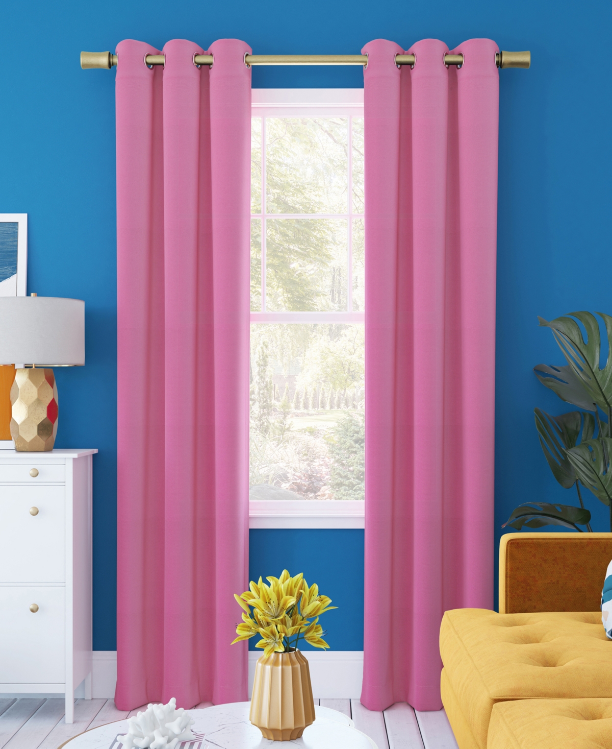 Sun Zero Harper Bright Vibes 100% Blackout Grommet Curtain Panel In Bright Pink