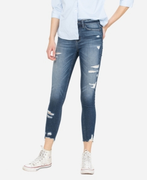 image of Vervet Women-s High Rise Distressed Skinny Crop Jeans