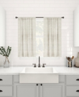 Clean Window Textured Slub Stripe Dust Resistant Sheer Cafe Curtain Pair, 52