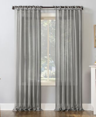 No. 918 Bethany Slub Textured Sheer Tie Top Curtain Panel Collection In White