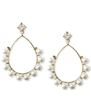 image of Inc Gold-Tone Imitation Pearl Open Teardrop Earrings, Created for Macy-s
