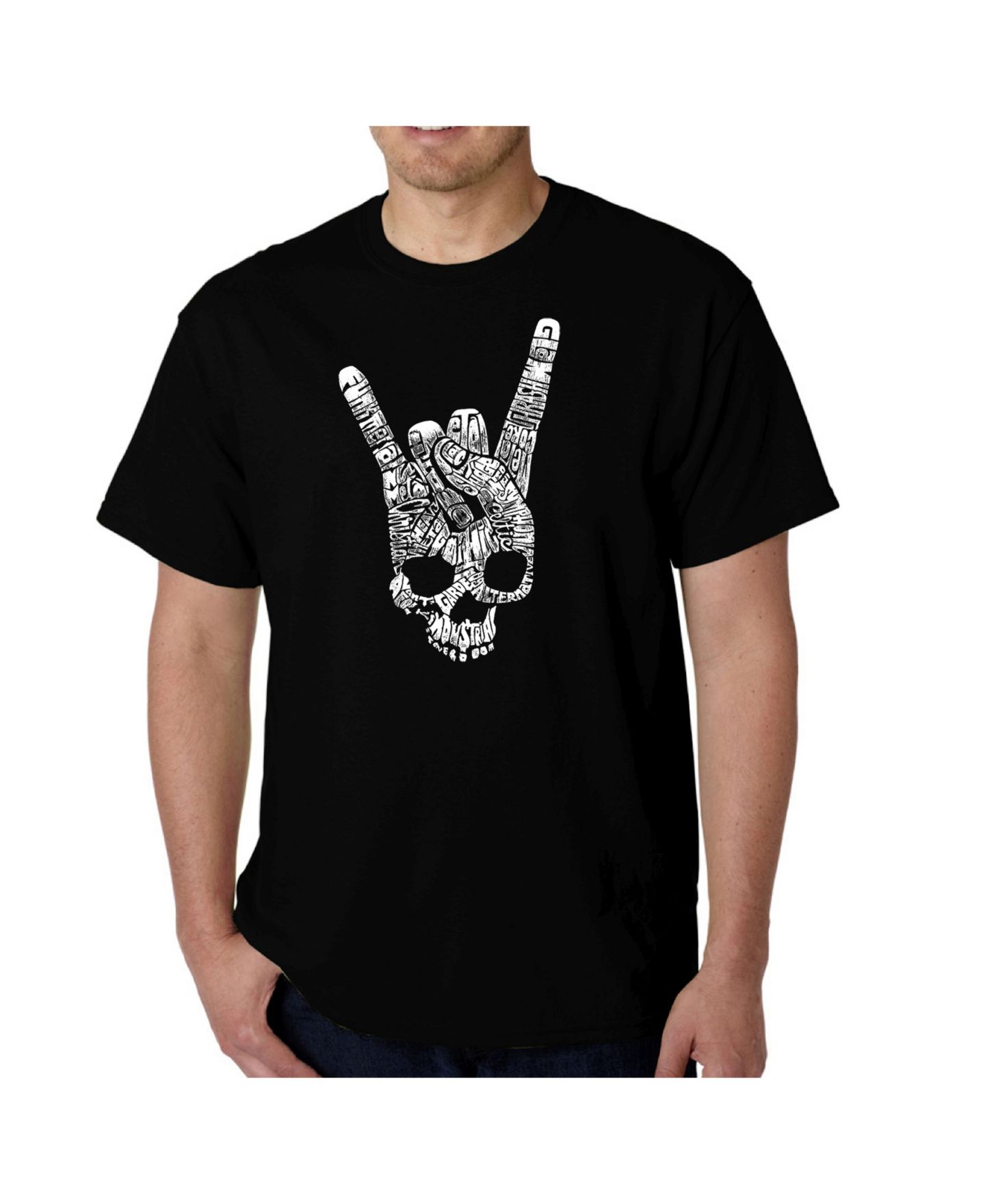Мужская футболка LA Pop Art Heavy Metal Genres Word Art, цвет: Чёрный — фото 1