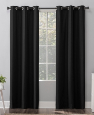 Sun Zero Cyrus Thermal 100% Blackout Grommet Curtain Panel In Charcoal