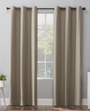 Sun Zero Cyrus Thermal 100% Blackout Grommet Curtain Panel In Linen