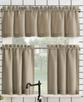 No. 918 Martine Microfiber Semi-Sheer Rod Pocket Kitchen Curtain Valance and Tiers Set - Taupe