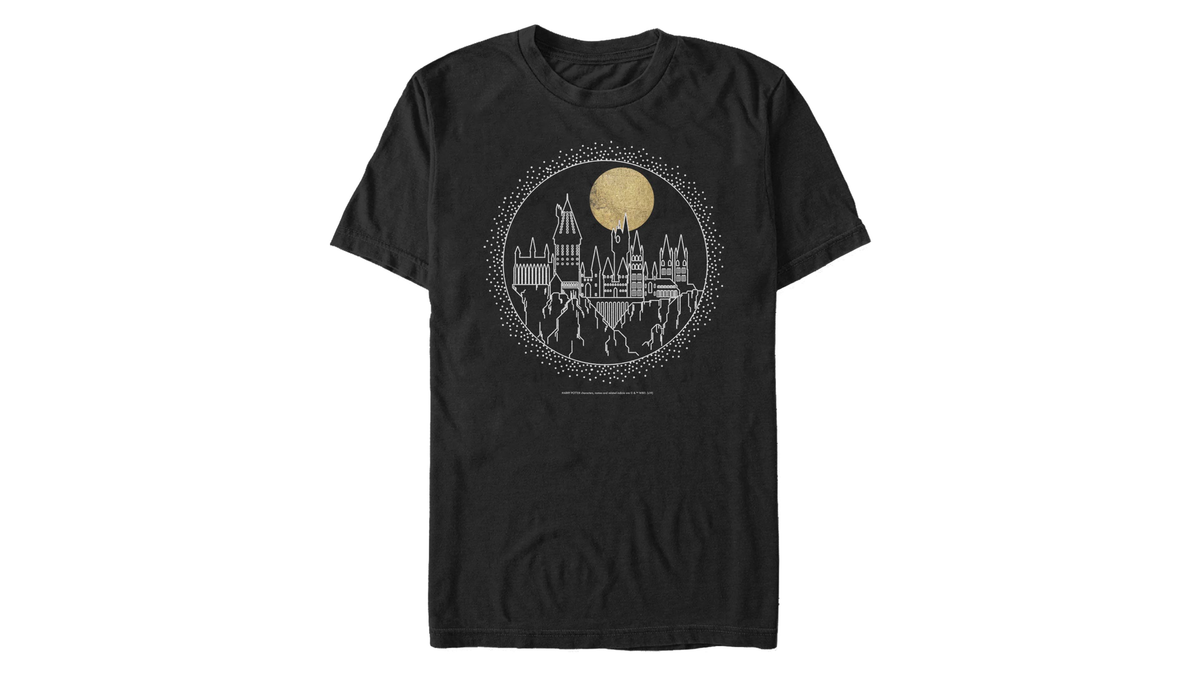 Fifth Sun Men's Deathly Hallows 2 Hogwarts Line Art Short Sleeve T-shirt