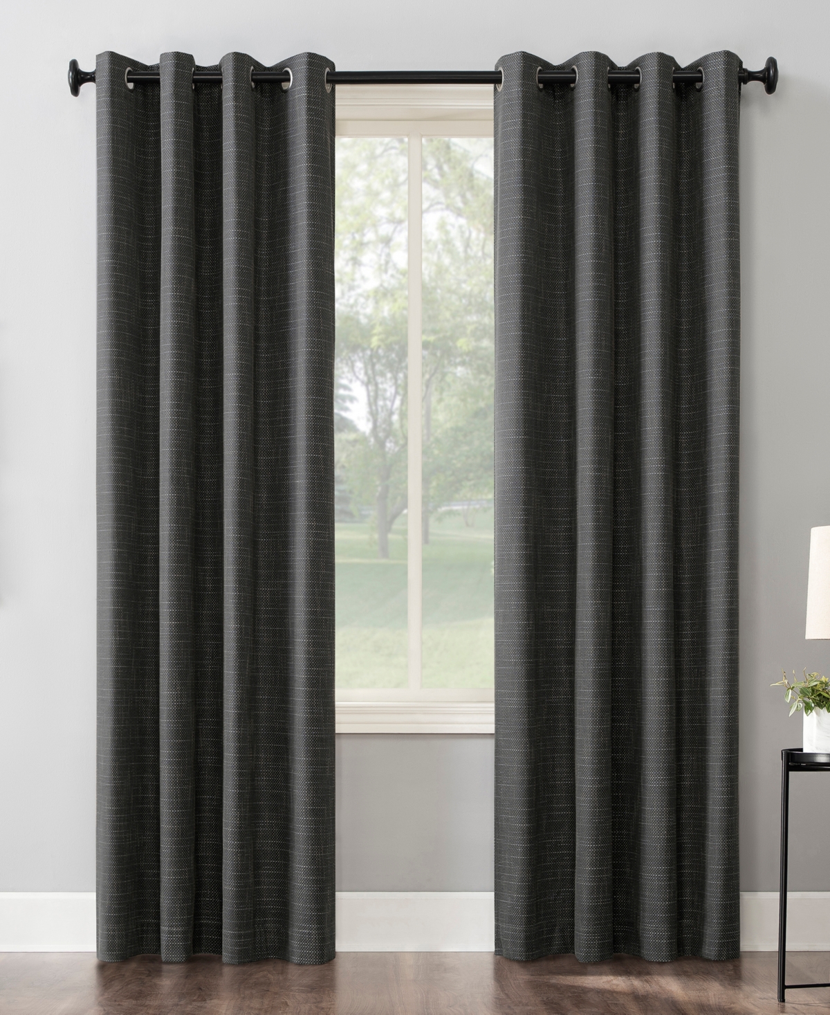 Kline Burlap Weave Thermal Extreme 100% Blackout Grommet Curtain Panel - Gray