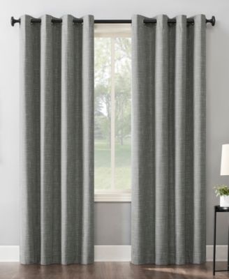 Sun Zero Kline Burlap Weave Thermal Blackout Curtain Panel Collection In Gray