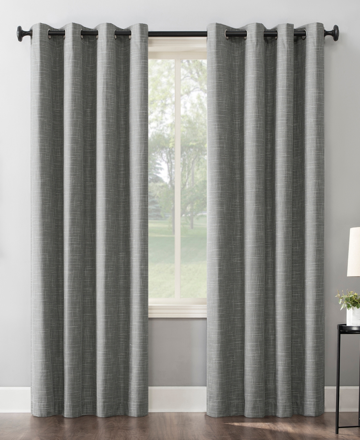 Sun Zero Kline Burlap Weave 52" X 96" Thermal Blackout Curtain Panel In Gray