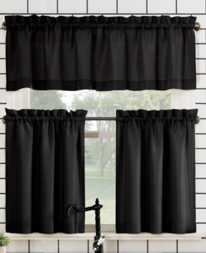 Shop No. 918 Martine Microfiber Semi-sheer Rod Pocket Kitchen Curtain Valance And Tiers Set In Black