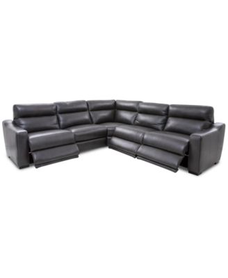 Gabrine 5-Pc. Leather Sectional with 3 Power Headrests