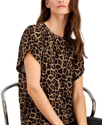 Michael Kors - Plus Size Nubian Leopard-Print Petal-Sleeve Top