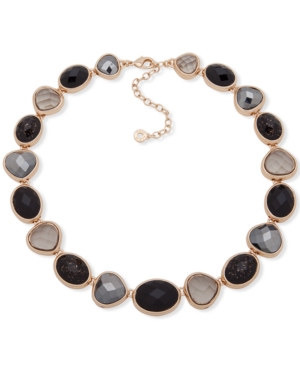 image of Anne Klein Gold-Tone Jet Stone Collar Necklace, 16
