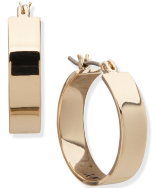 image of Dkny Gold-Tone Small Flat Hoop Earrings, 0.87