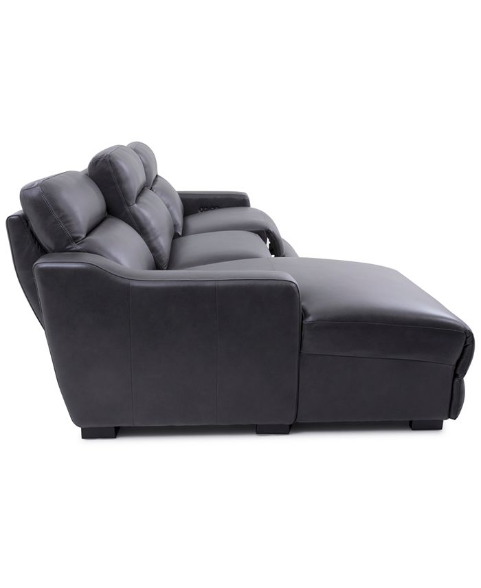 Furniture Gabrine 3Pc. Leather Sectional with 1 Power Headrest and