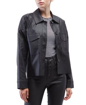 Oat Coated Faux-Leather Shirt Jacket