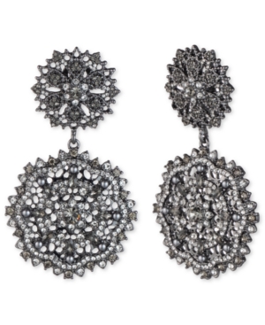 image of Marchesa Hematite-Tone Crystal & Imitation Pearl Cluster Drop Earrings