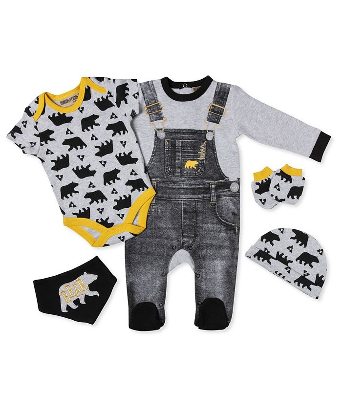 Lily & Jack Baby Boys Forest Bear Footie 5 Piece Layette Gift Set - Macy's