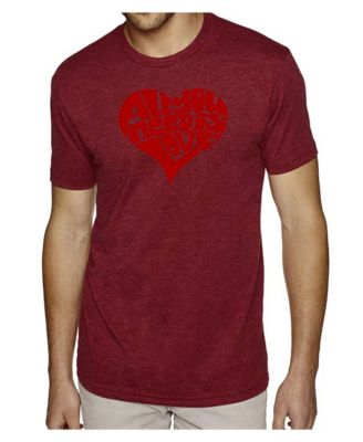 Men's Cotton/Poly Blend Word Art All You Need Is Love Heart T-shirt