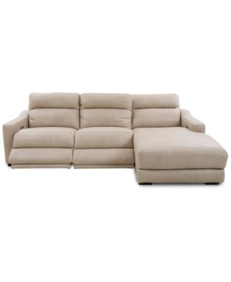 Gabrine 3-Pc. Leather Sectional with 2 Power Headrests & Chaise, Created for Macy's