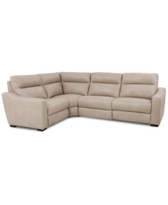 Gabrine 4-Pc. Leather Sectional with 2 Power Headrests, Created for Macy's