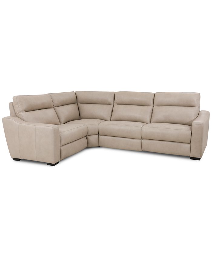Furniture Gabrine 4Pc. Leather Sectional with 2 Power Headrests