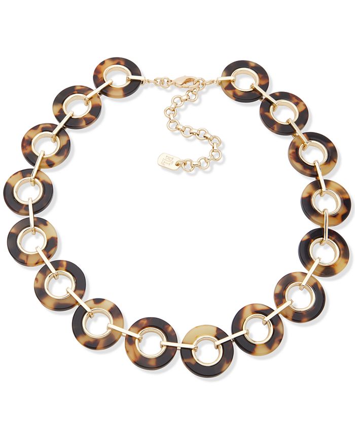 Lauren Ralph Lauren Gold Tone Tortoise Look Circle Link Statement