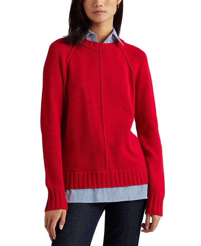 Lauren Ralph Lauren Petite Layered Cotton Sweater & Reviews - Sweaters -  Petites - Macy's