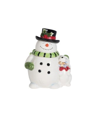 Fitz and Floyd - HOLLY JOLLY SNOWMAN COOKIE JAR
