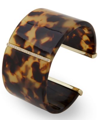 Lauren Ralph Lauren Gold-Tone Pavé & Tortoise-Look Cuff Bracelet - Macy's