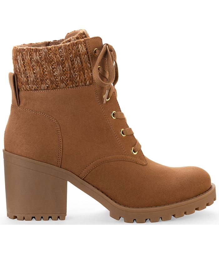 Sun + Stone Women's Romina Lace Up Hiker Booties Brown Size 10 M