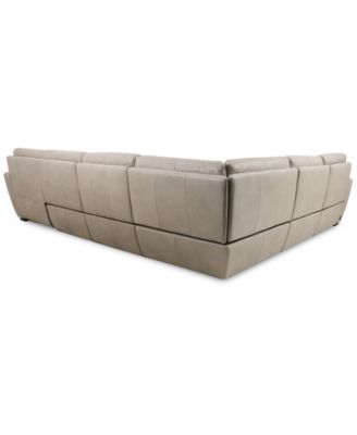 Gabrine 6-Pc. Leather Sectional with 3 Power Headrests and Chaise, Created for Macy's