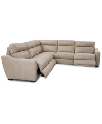 Gabrine 5-Pc. Leather Sectional with 3 Power Headrests, Created for Macy's