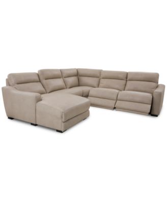 Gabrine 5-Pc. Leather Sectional with 2 Power Headrests and Chaise, Created for Macy's