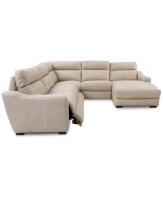 Gabrine 5-Pc. Leather Sectional with 2 Power Headrests and Chaise, Created for Macy's
