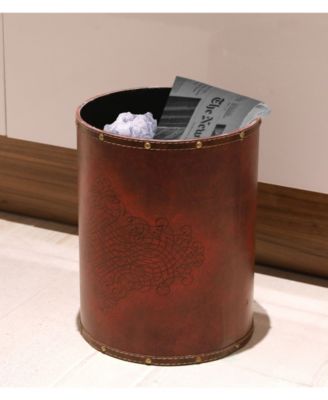 Faux Leather Antique Design Waste Bin