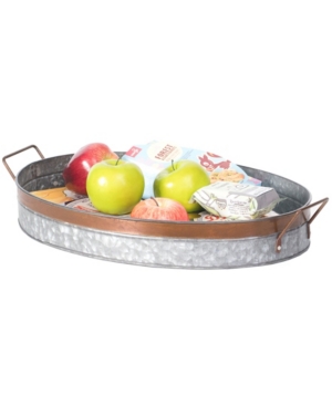 Vintiquewise Galvanized Metal Oval Rustic Serving Tray With Handles In Open Miscellaneous