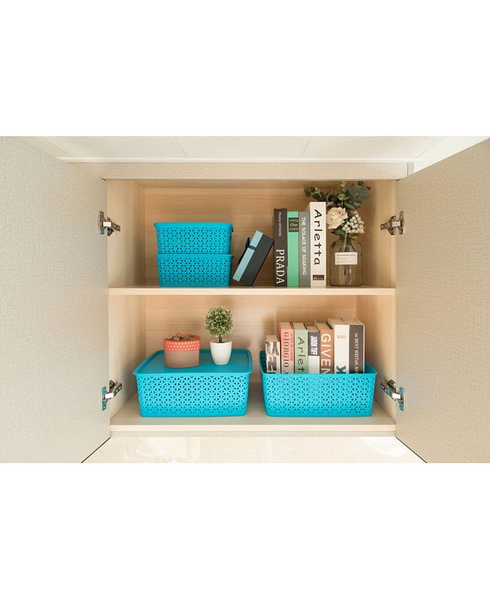 Basicwise Vintiquewise Medium Plastic Storage Container with Lid, Set