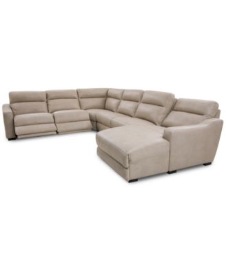 Gabrine 6-Pc. Leather Sectional with 2 Power Headrests & Chaise, Created for Macy's