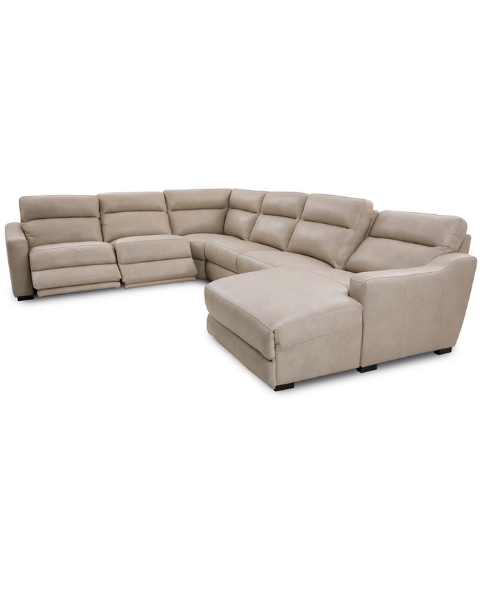 Furniture Gabrine 6Pc. Leather Sectional with 2 Power Headrests