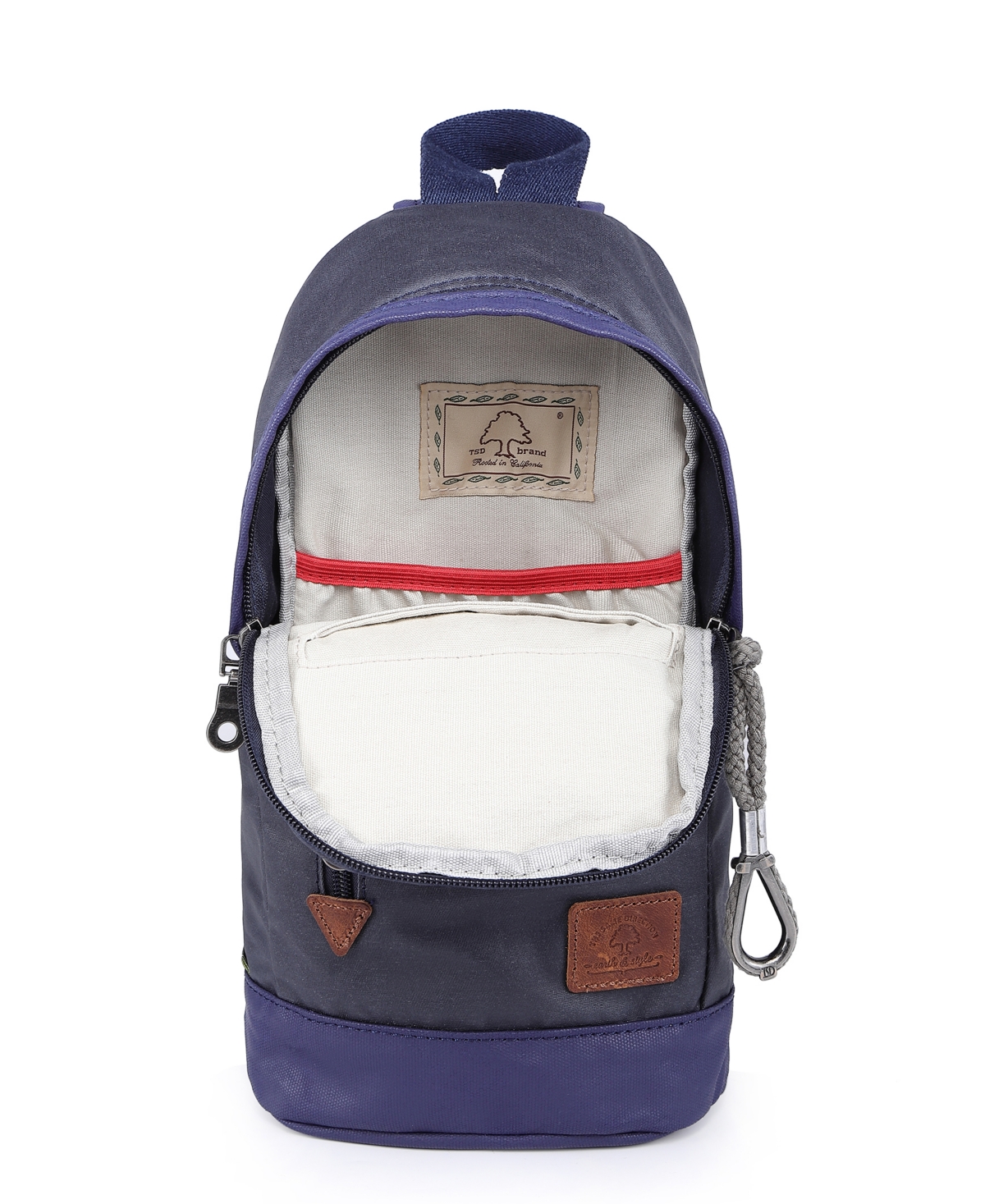 Tsd Brand Urban Light Coated Canvas Sling Bag In Navy