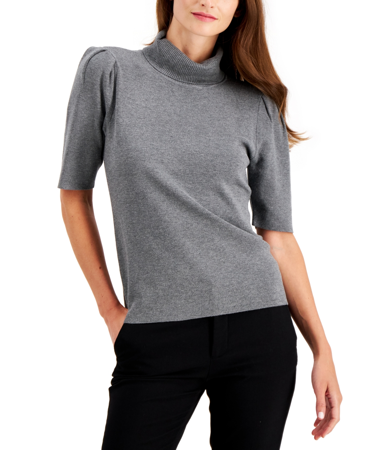 Alfani Turtleneck Elbow-Sleeve Sweater, Created for Macy's