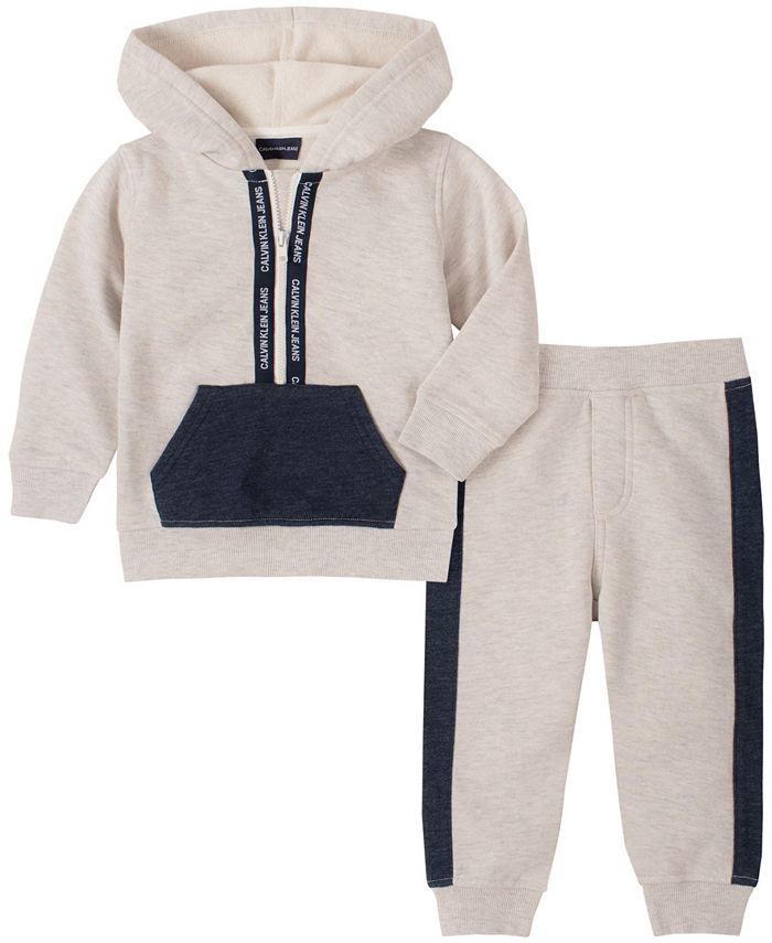 Calvin Klein Baby Boys Half-zip Fleece Pant Set - Macy's