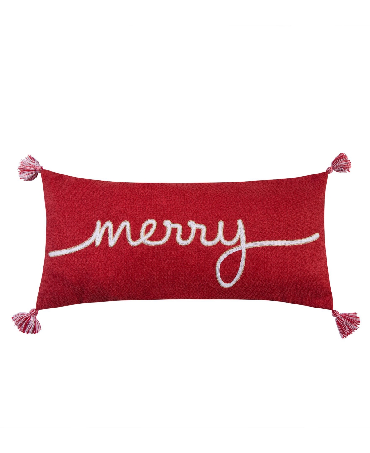 Levtex Spencer Red Plaid Merry Decorative Pillow, 14" X 30" In Multi