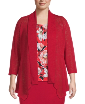 Kasper Plus Size Flyaway Cardigan