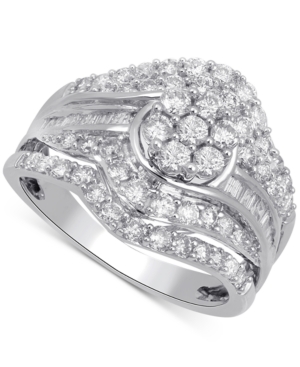 image of Diamond Multi-Row Cluster Ring (1-1/2 ct. t.w.) in 10k White Gold